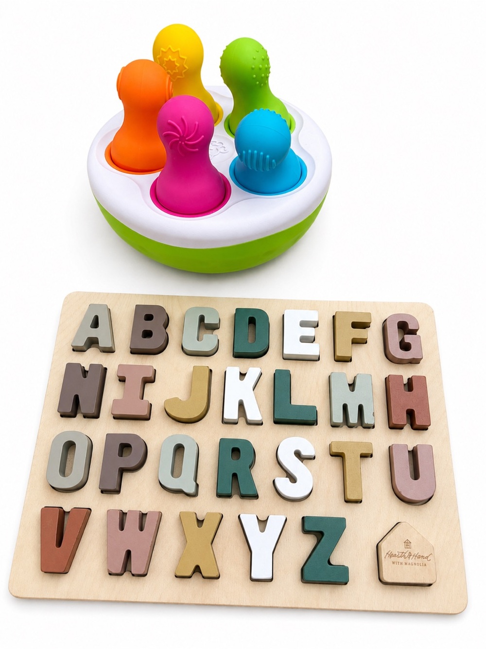 Baby Toy Bundle - Fat Brain Spinner & Hearth & Hand Puzzle